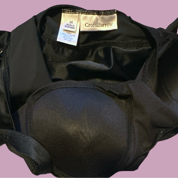 Pinup Style Black Ruched One Piece Bathing Suit Retro - Picture 3 of 3